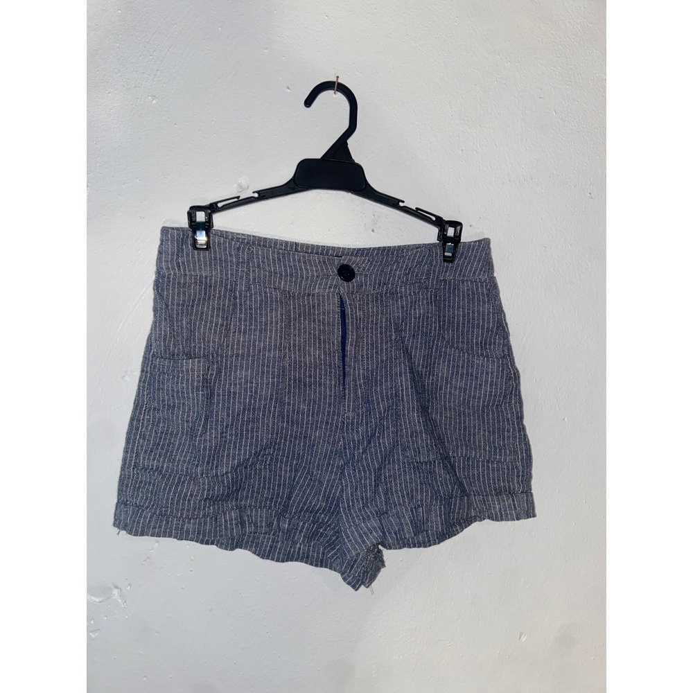 Forever‎ 21 Nautical Coastal Preppy Classic Blue / White Pinstripe Cuffed Shorts